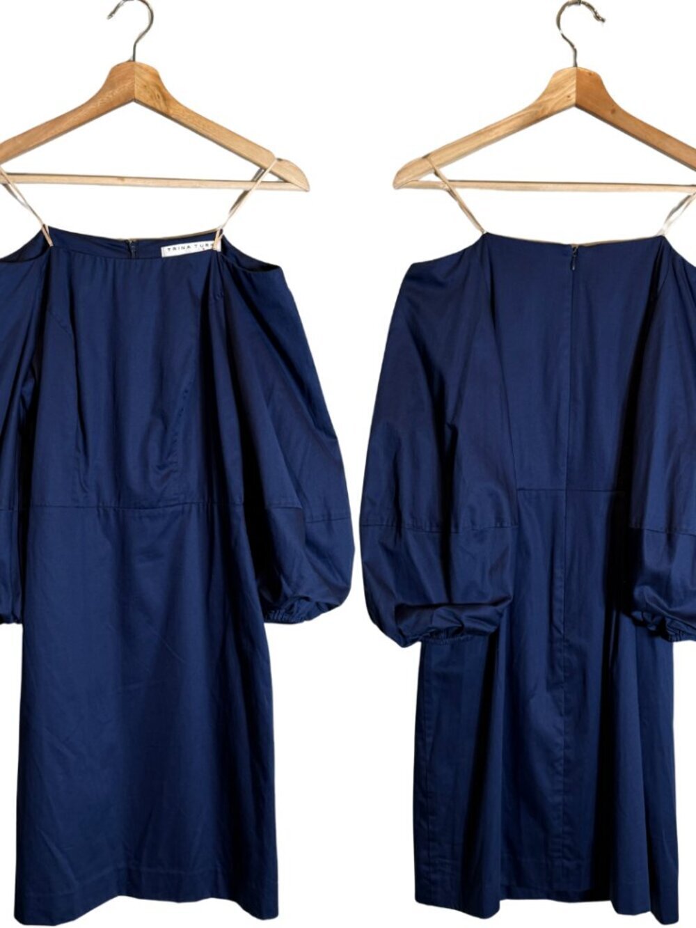 Trina Turk Off The Shoulder Puff Sleeve Mini Dress Women's 2 Blue Cocktail NWOT